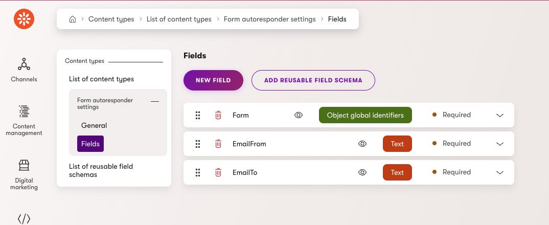 Content type for autoresponder settings