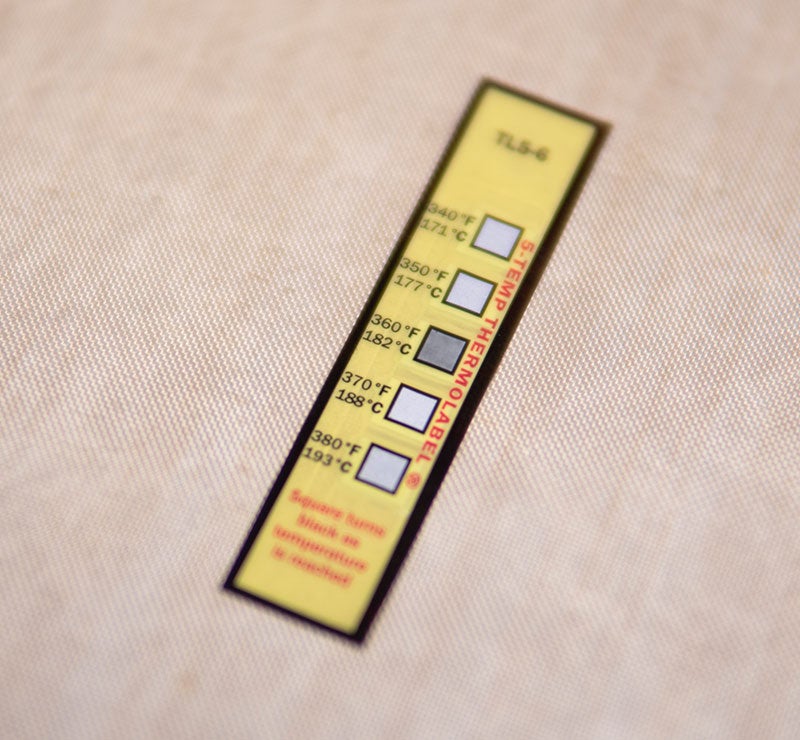 heat press temperature test strips