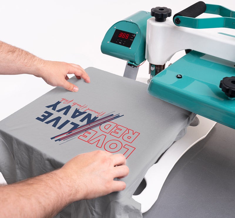 A2Z heat press with shirt and transfer