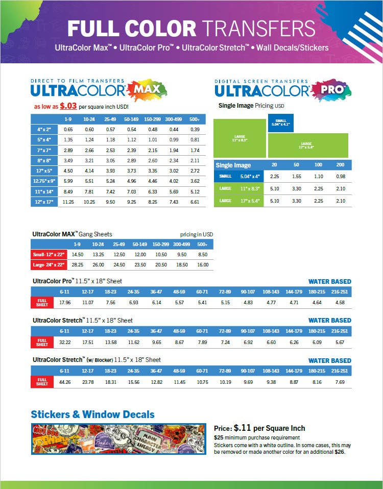 full color dtf and hybrid transfer pricing