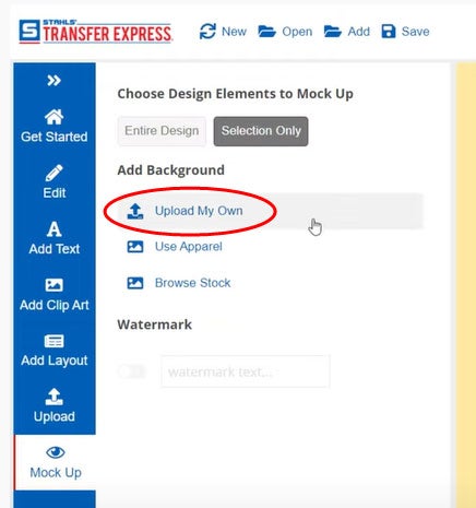 upload your own background to use for a t-shirt mock up