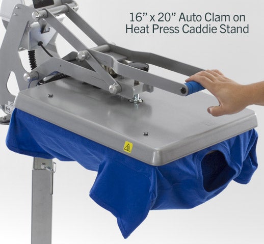 Auto Clam on a Heat Press Caddie Stand