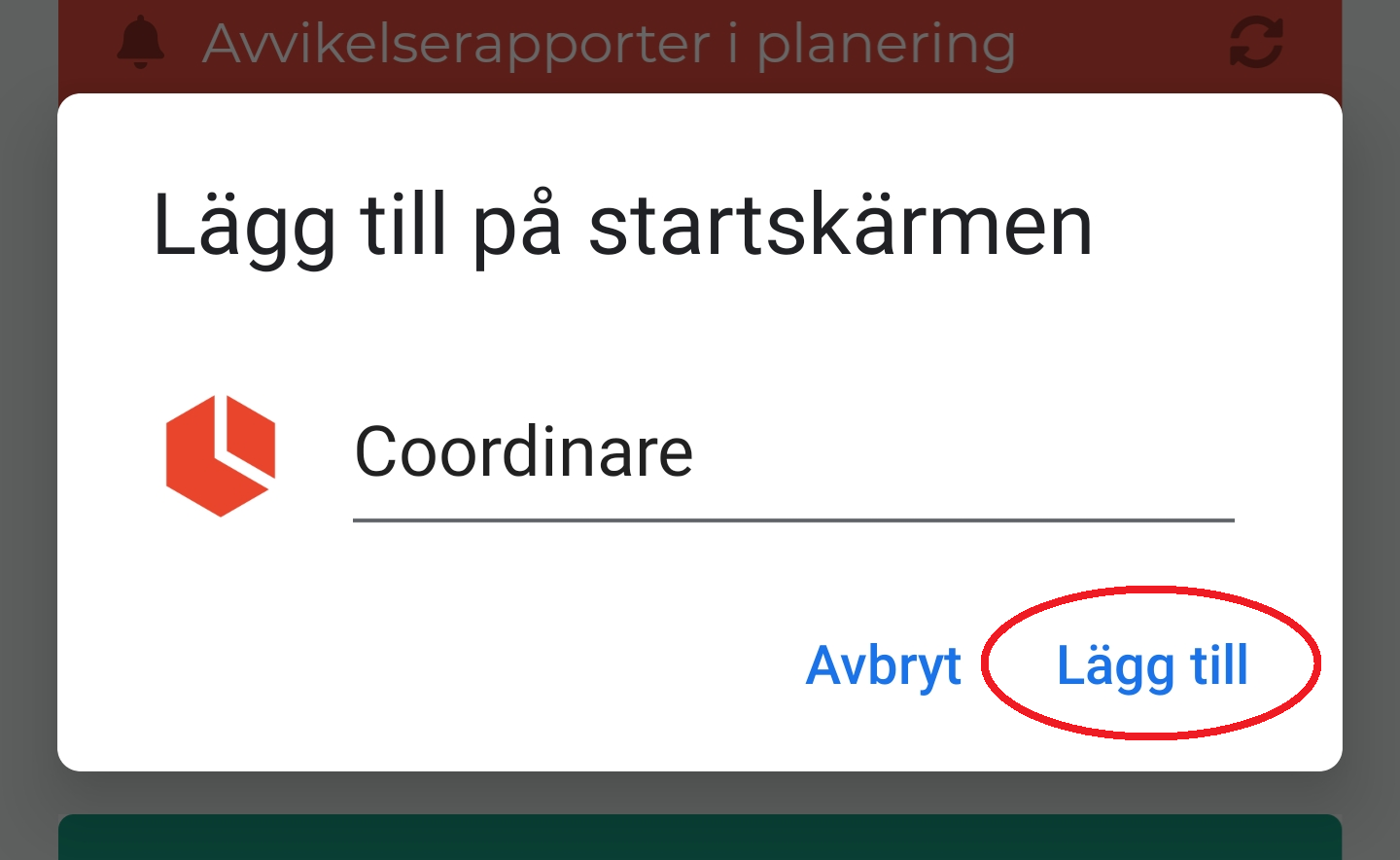 Fästa på hemskärmen - Steg 3