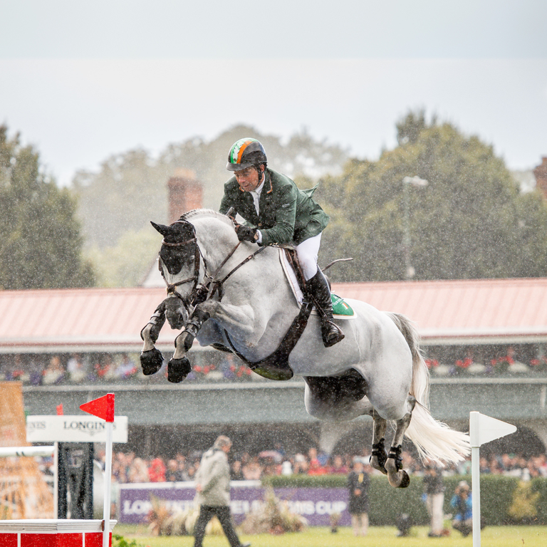Cian O'Connor jumping at the RDS Dublin Horse Show 2022