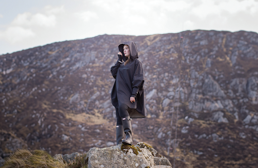 Woman standing on rock