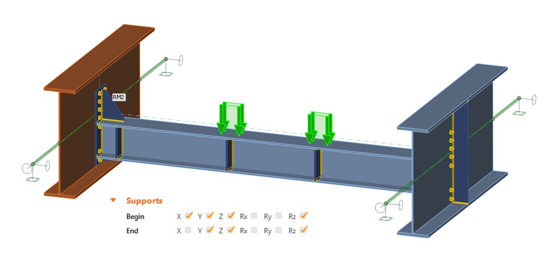 Fig. 15 Hinges and any internal forces at the end of related members