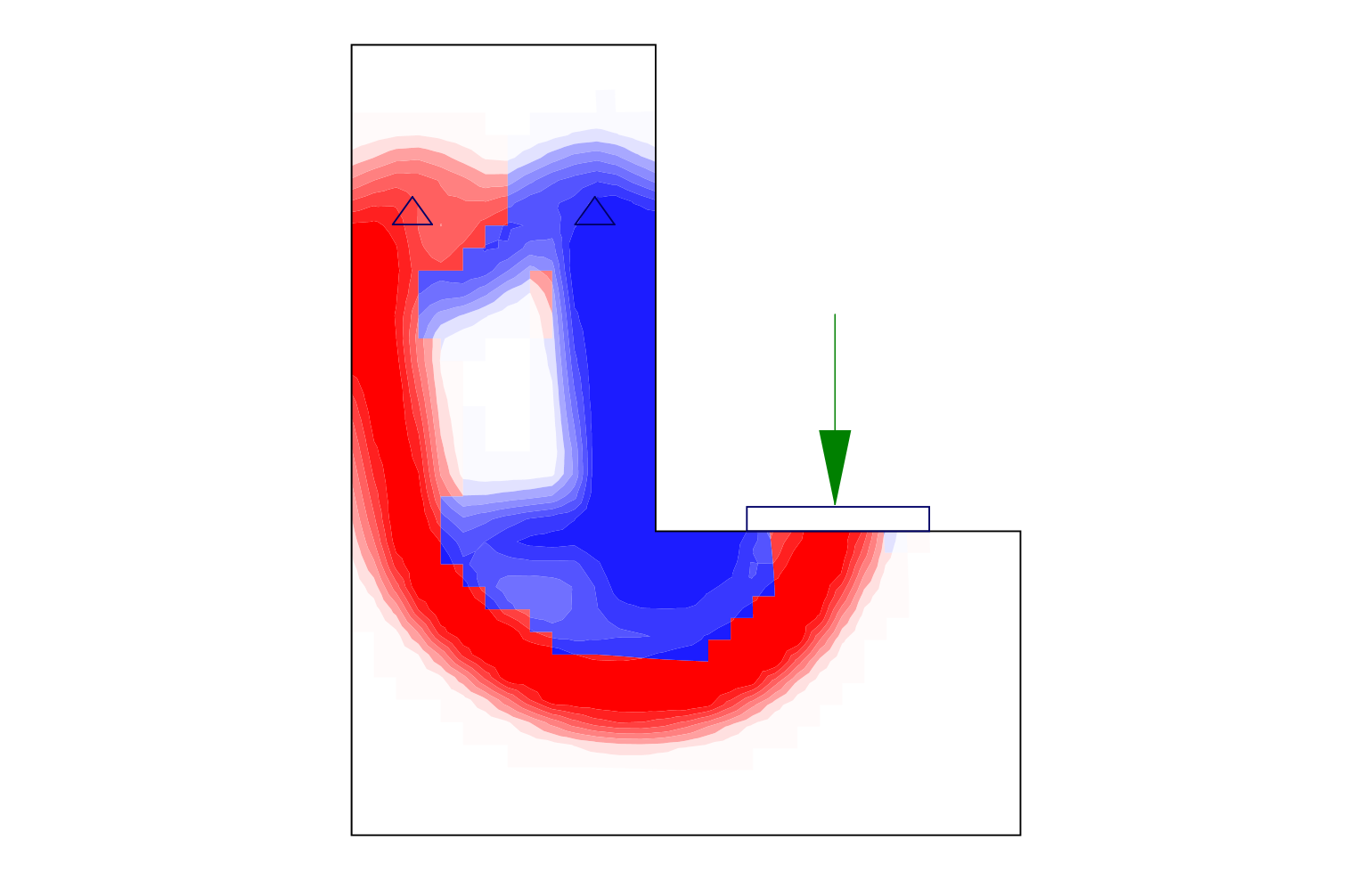 Topology optimization of a ledge L-shaped beam