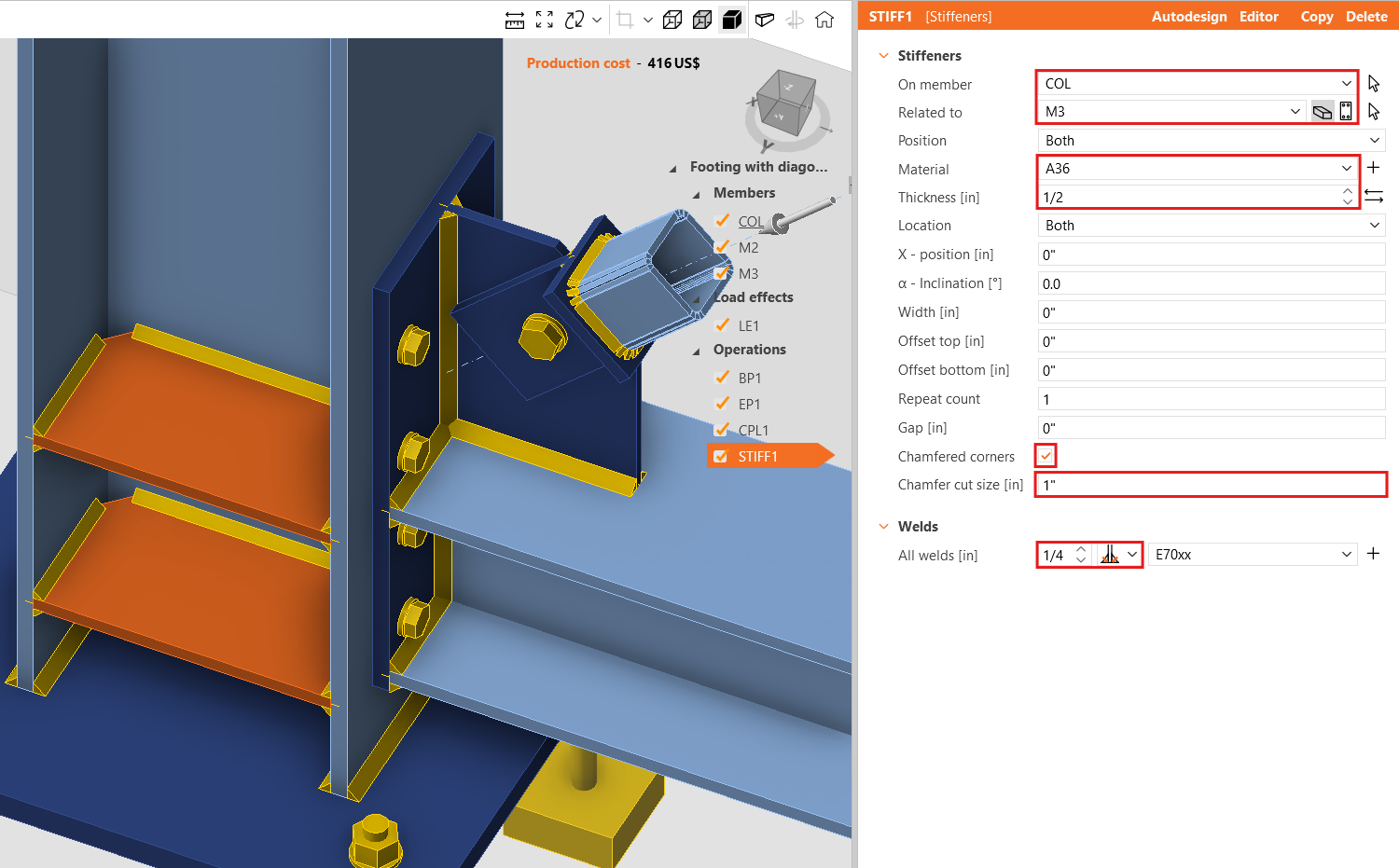 Stiffener operation