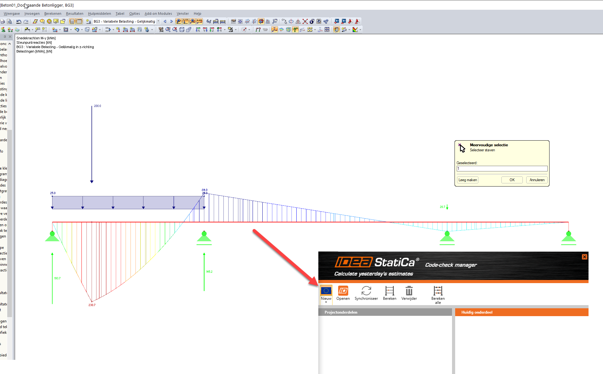 Doorgaande betonligger exporteren vanuit RFEM naar IDEA StatiCa