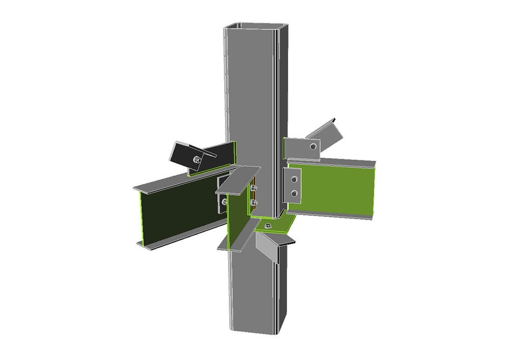 Step-by-step modelling and checking of the shaft service tower connection.