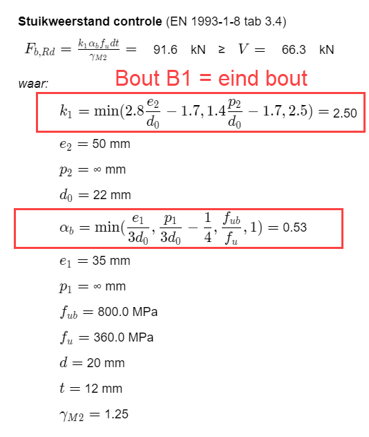 formules stuikweerstand eindbout of randbout
