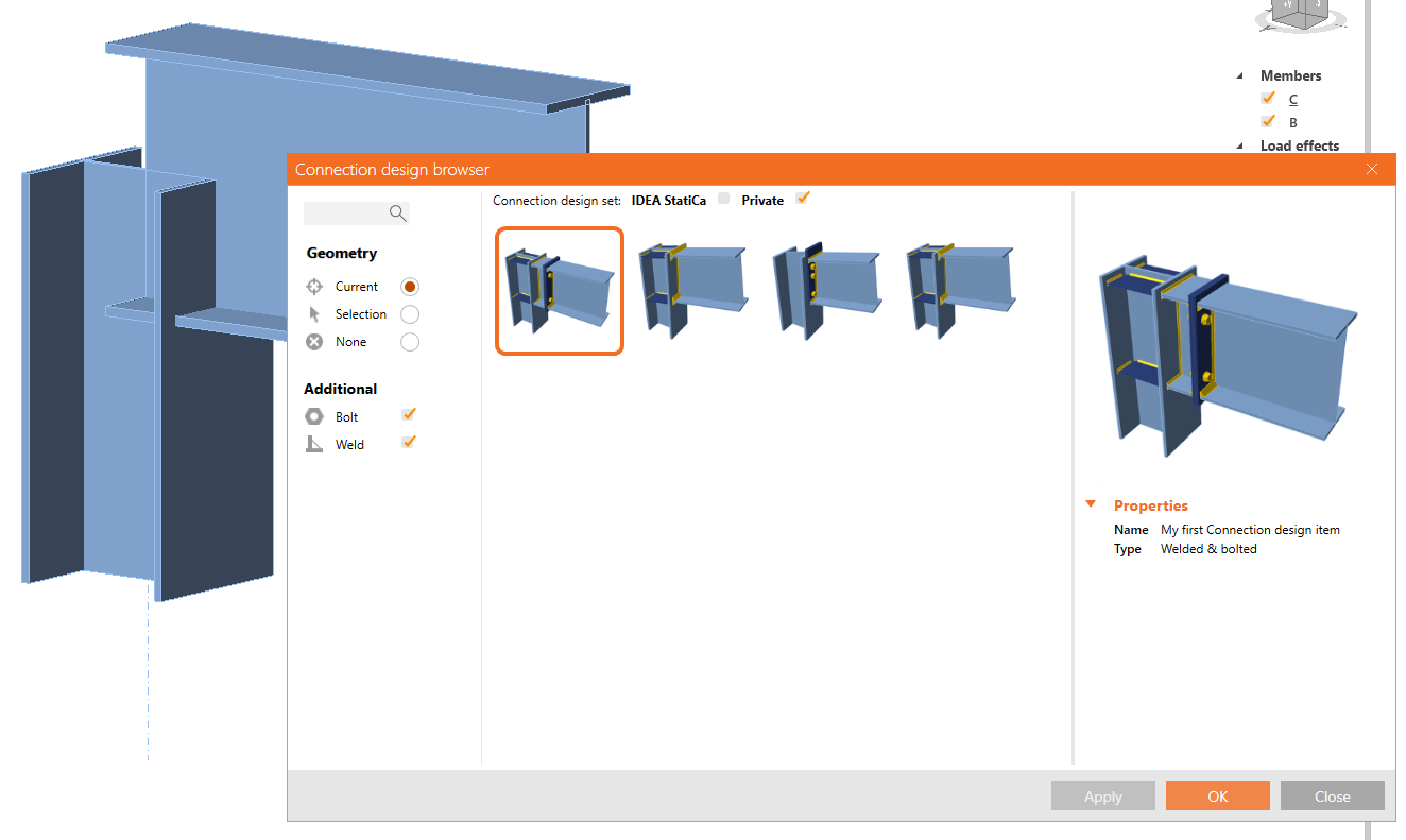 IDEA StatiCa Connection Browser