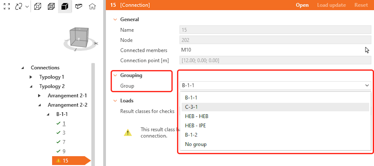 Change group for child item