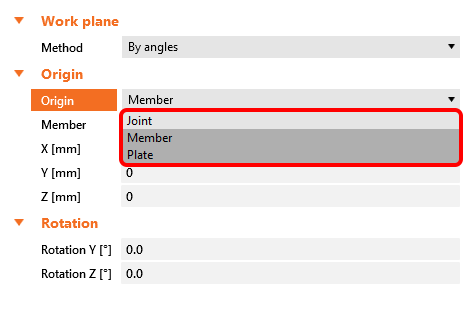 Working plane reference in LCS