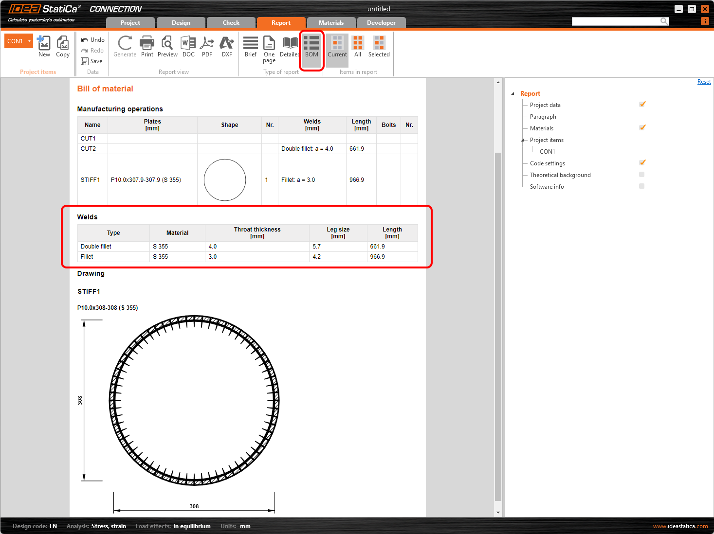 Weld size and length