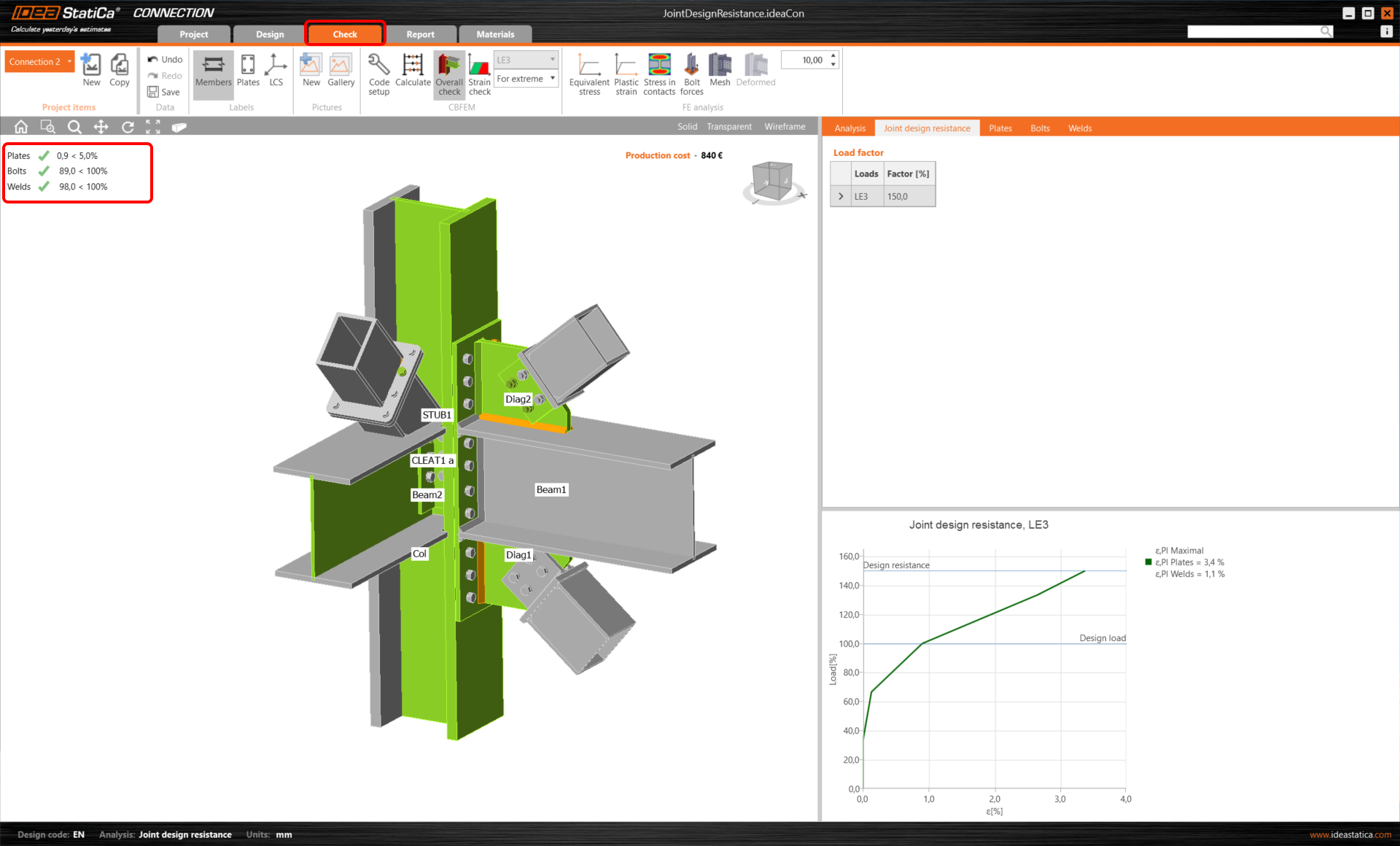 Joint Design Resistance (EN) Analysis Results
