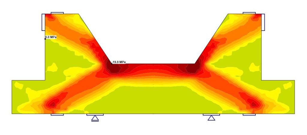 Principal stress in concrete (IDEA StatiCa Detail - CSFM)