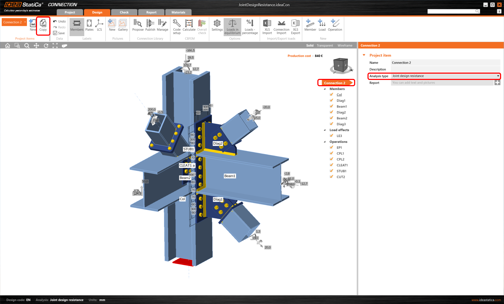 Choosing Joint Design Resistance Analysis type