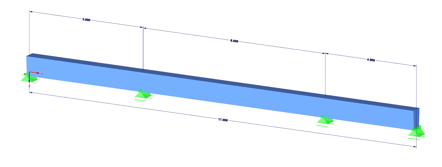 Betonligger in RFEM voor de export naar IDEA Beam liggerberekening en RCS doorsnede controle