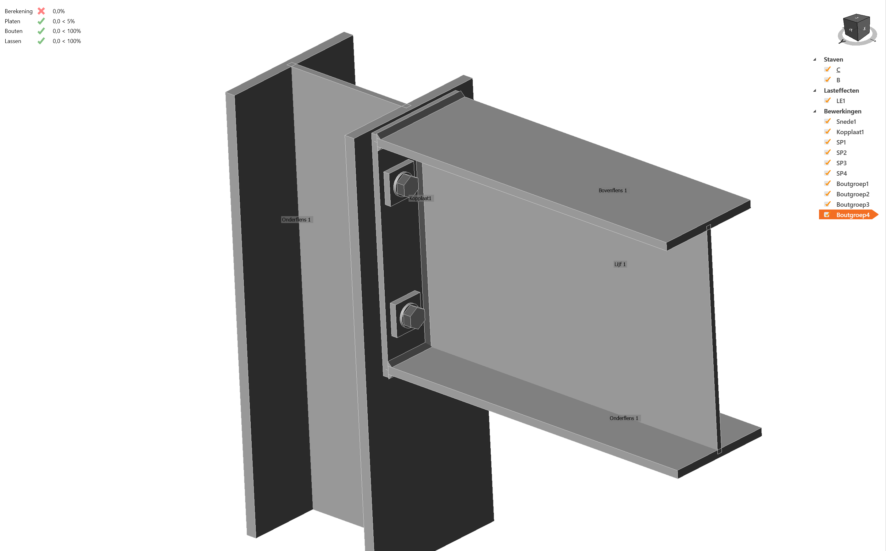 Instabiel model van staalverbinding in IDEA Statica