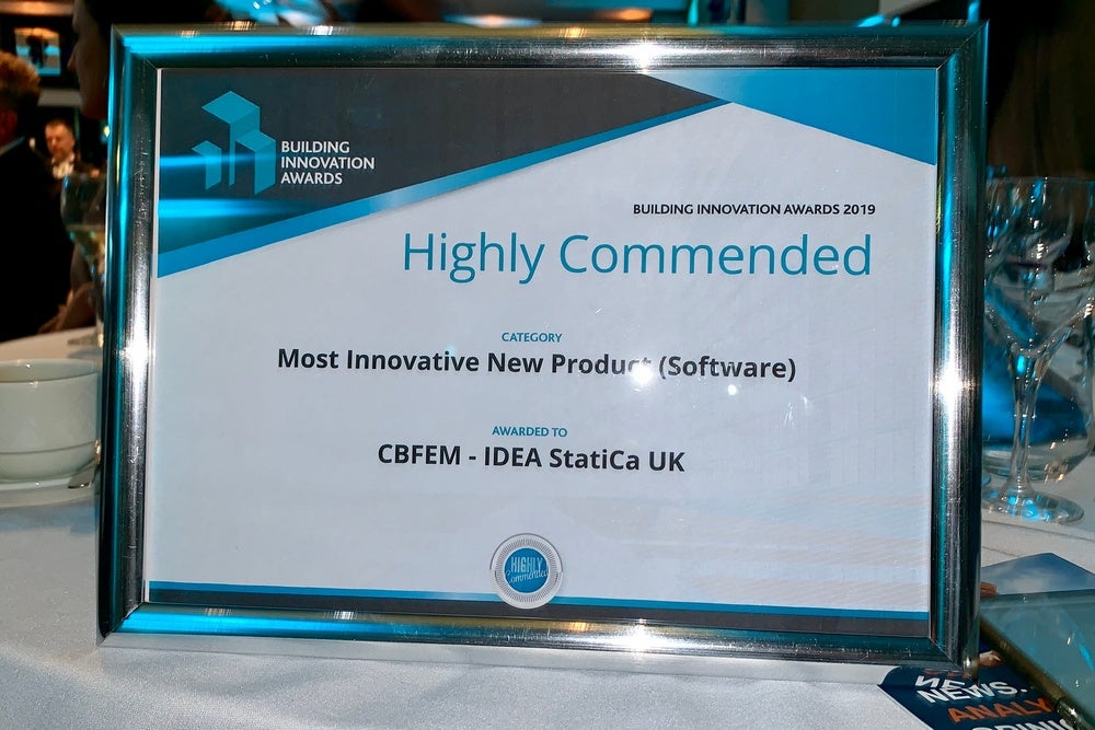 Most Innovative New Product Award 2019 for IDEA StatiCa UK