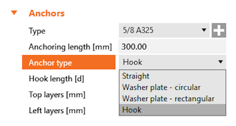 Anchor pullout strength for L bolts in AISC - menu