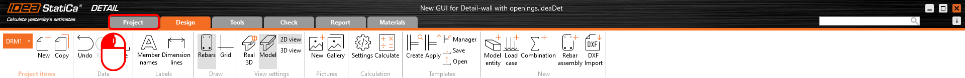 backstage menu in Detail app