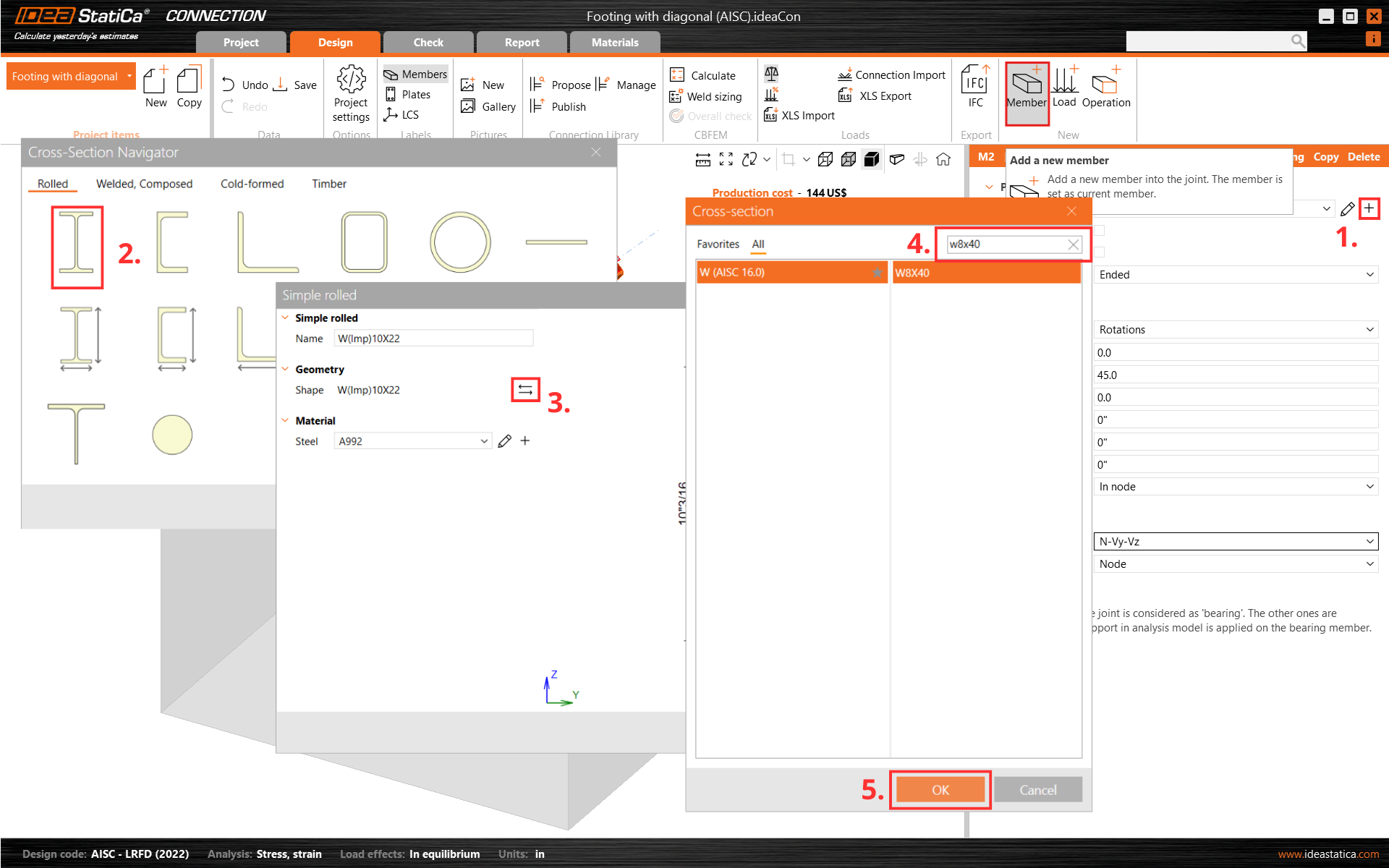 Modification and selection of profile section