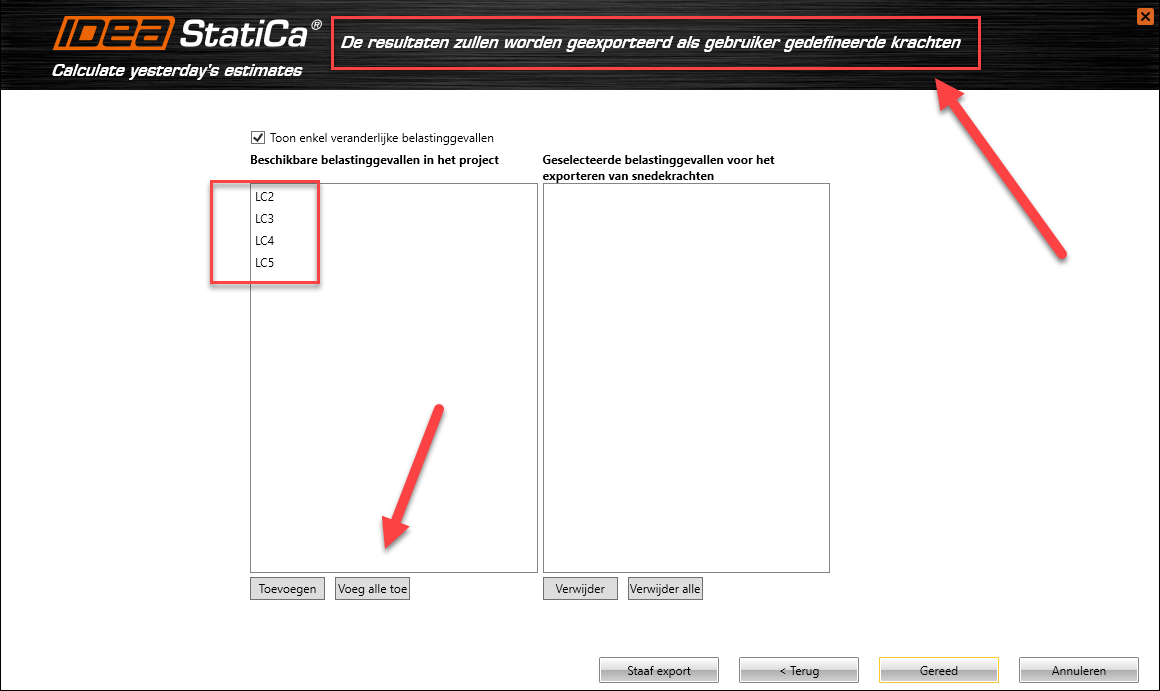 berekeningsresultaten in IDEA BEAM van RFEM model export
