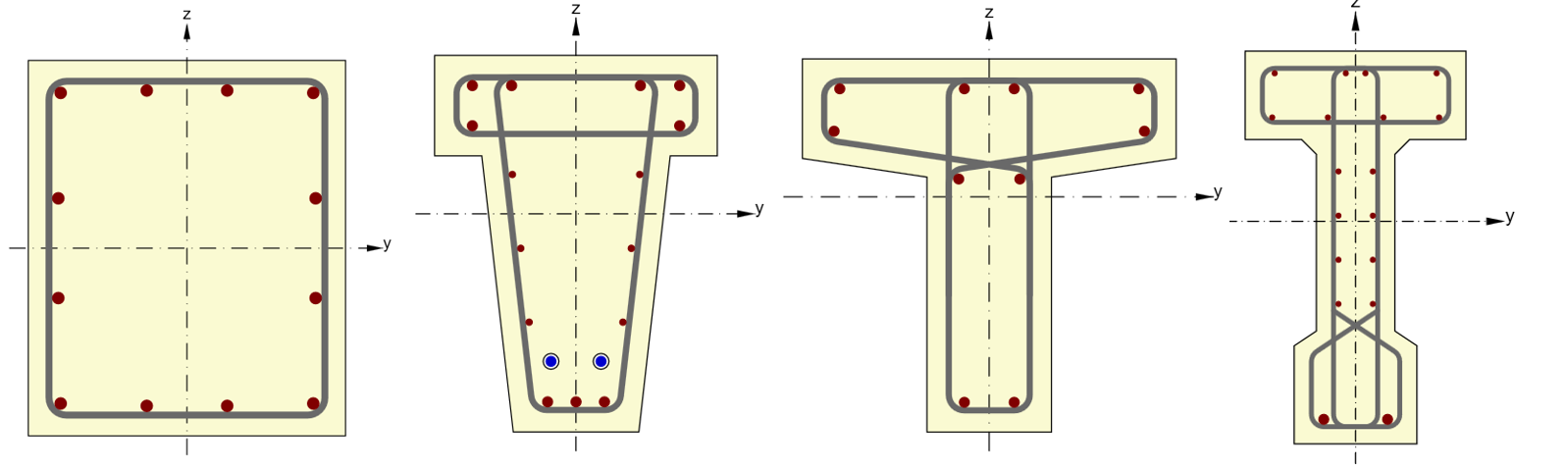 Supported beam sections