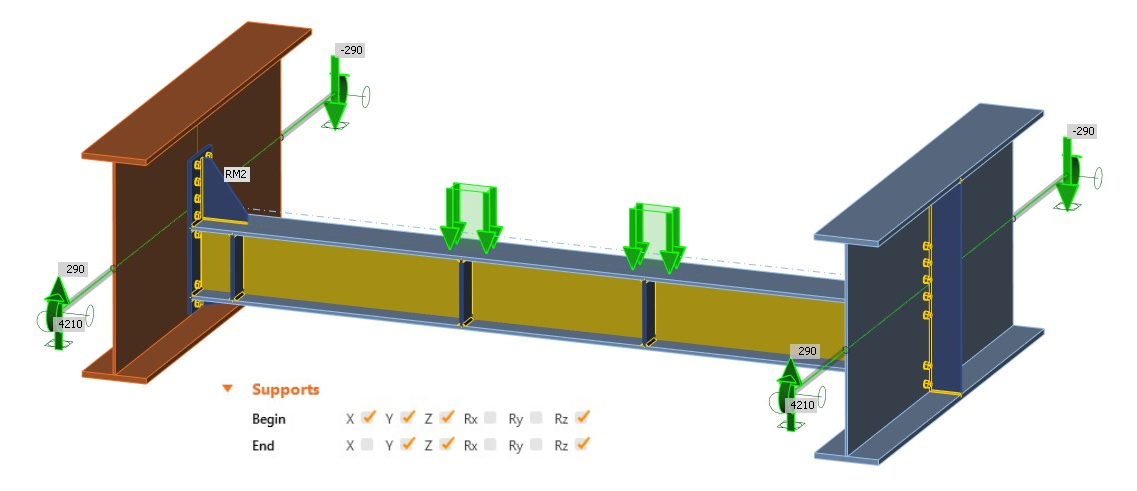Fig. 05 Hinges and internal forces at the end of related members