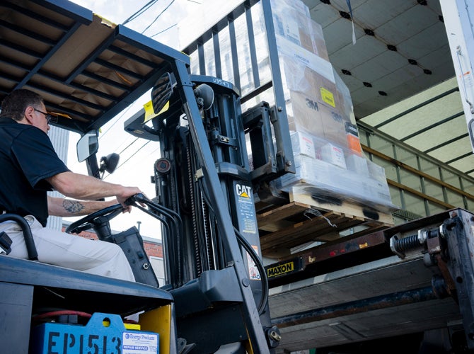 Fork lift used to load products onto lorry