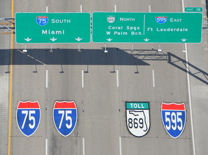 Interstate roadway markers