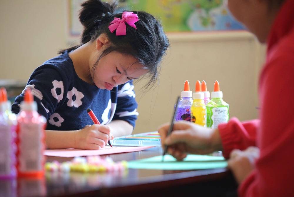 Girl learning in Tianjin China 