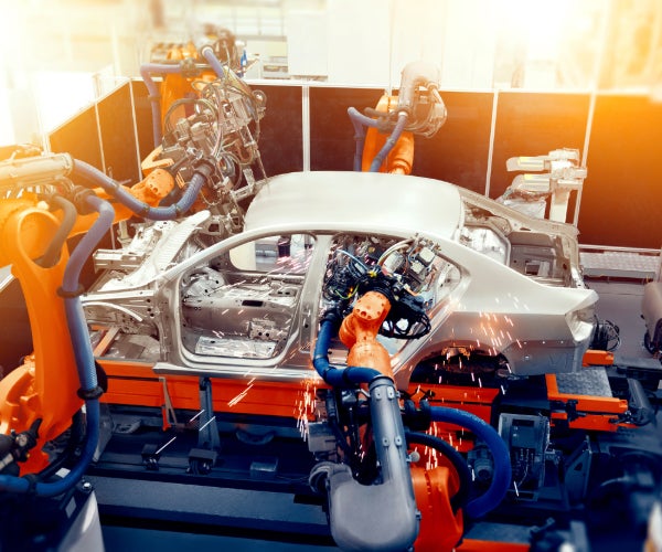 Car shell on a production line