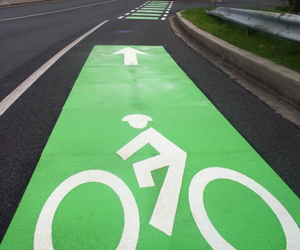 ENNIS-FLINT® by PPG PREMARK® Preformed Thermoplastic green bike lane