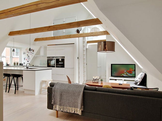 white Livingroom and kitchen 
