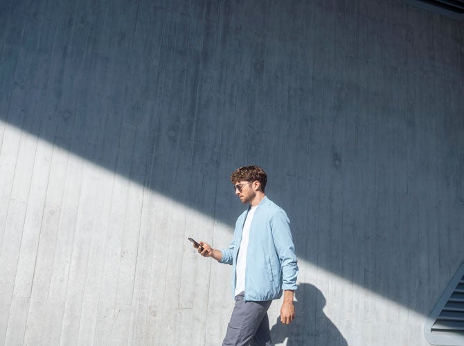 man walking on phone 