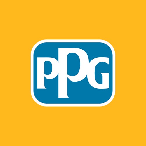 PPG logo in front of orange background