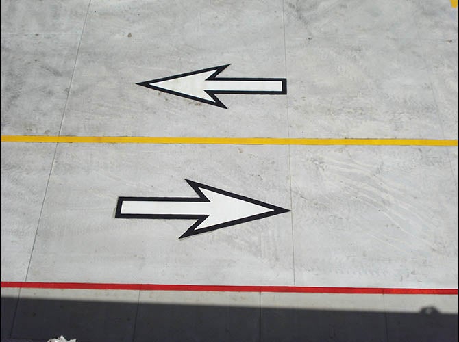 Arrows painted on pavement