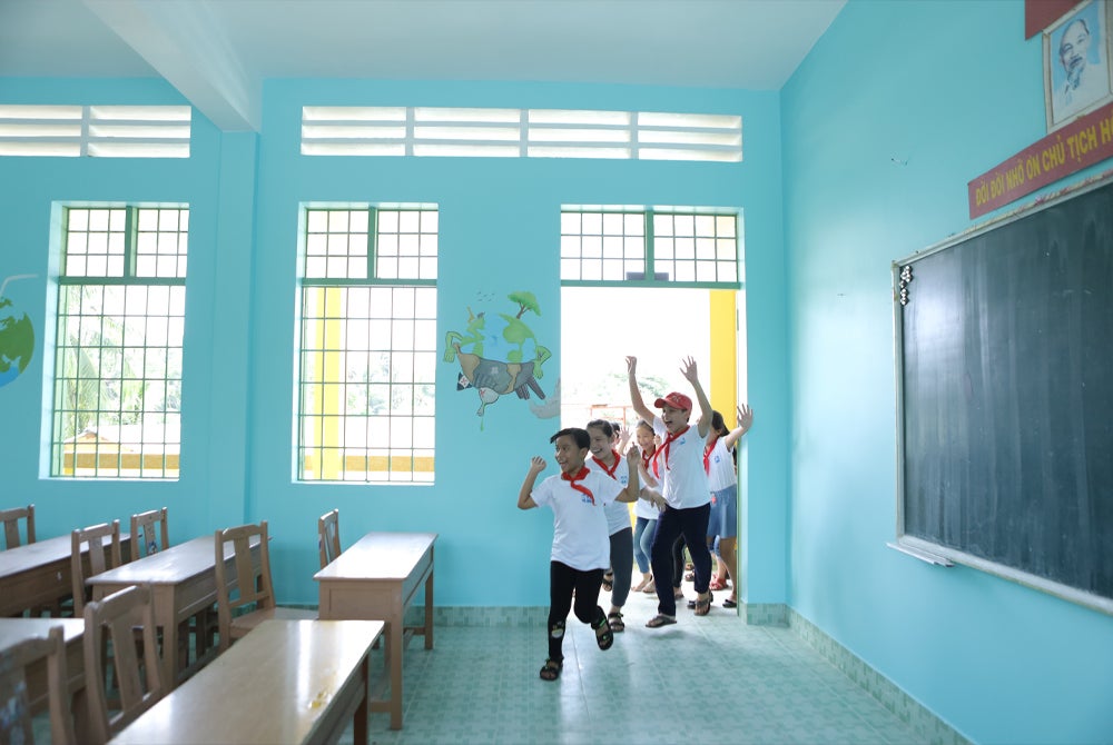 Students excited to enter transformed classroom in Vietnam 