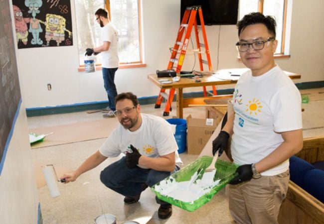 group painting interior wall