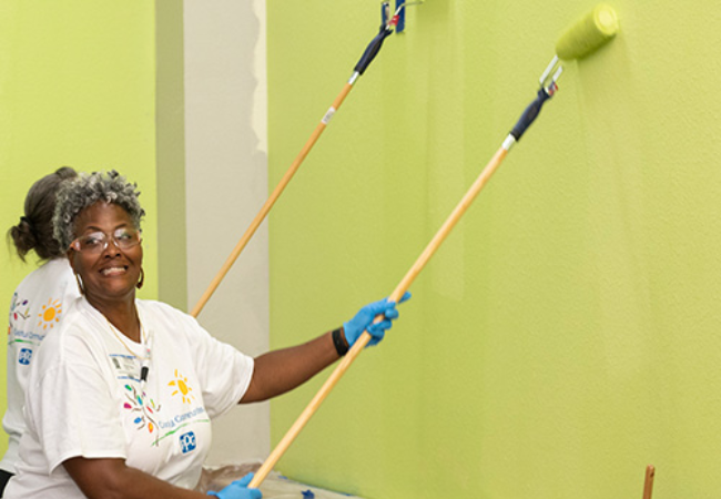 girls painting wall chartreuse in Grand Prairie 