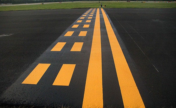 Airfield runway markings. ENNIS-FLINT® by PPG AIRMARK® Preformed Thermoplastic