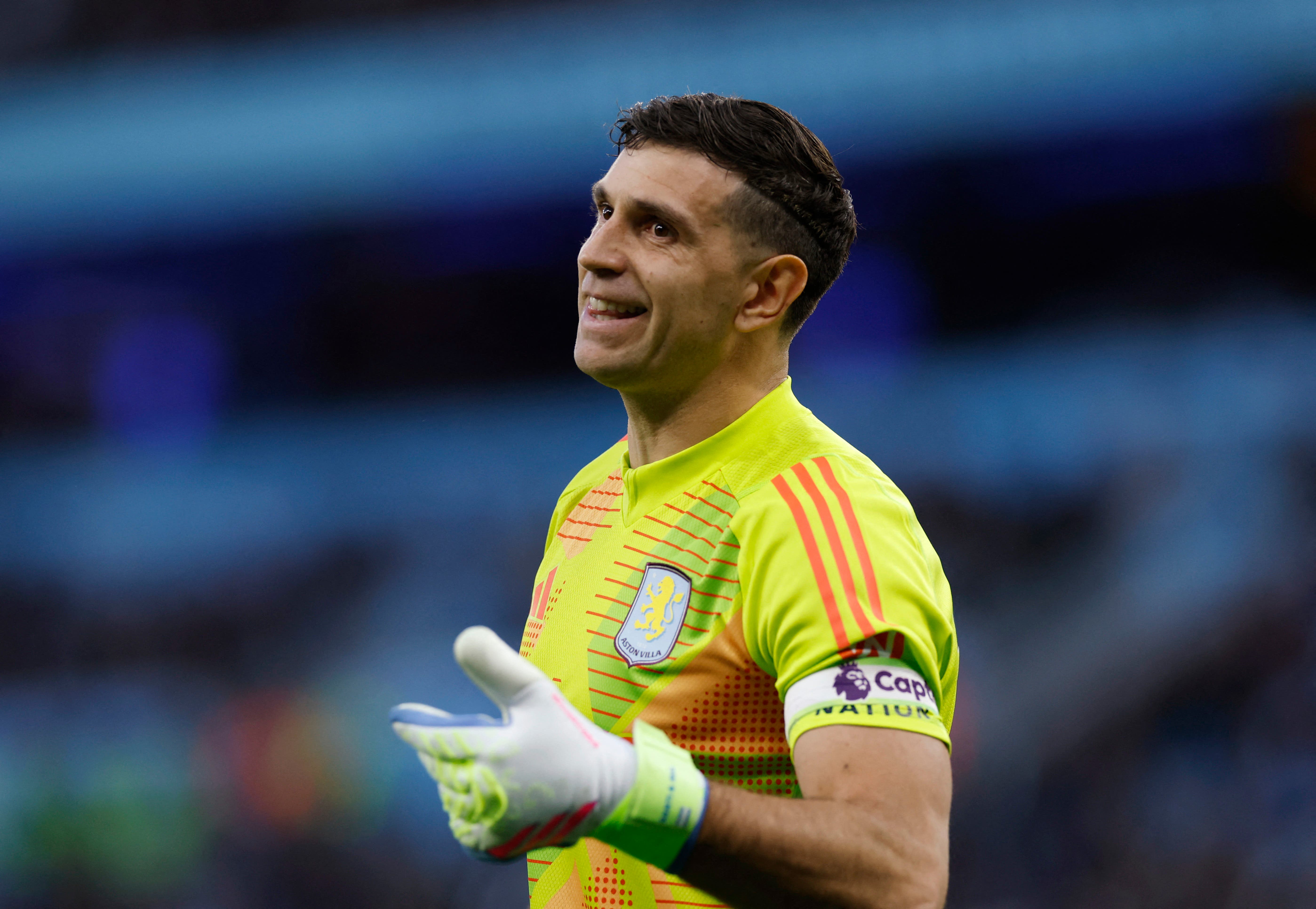 Soccer Football - Premier League - Manchester City v Aston Villa - Etihad Stadium, Manchester, Britain - April 22, 2025 Aston Villa's Emiliano Martinez Action Images via Reuters/Jason Cairnduff