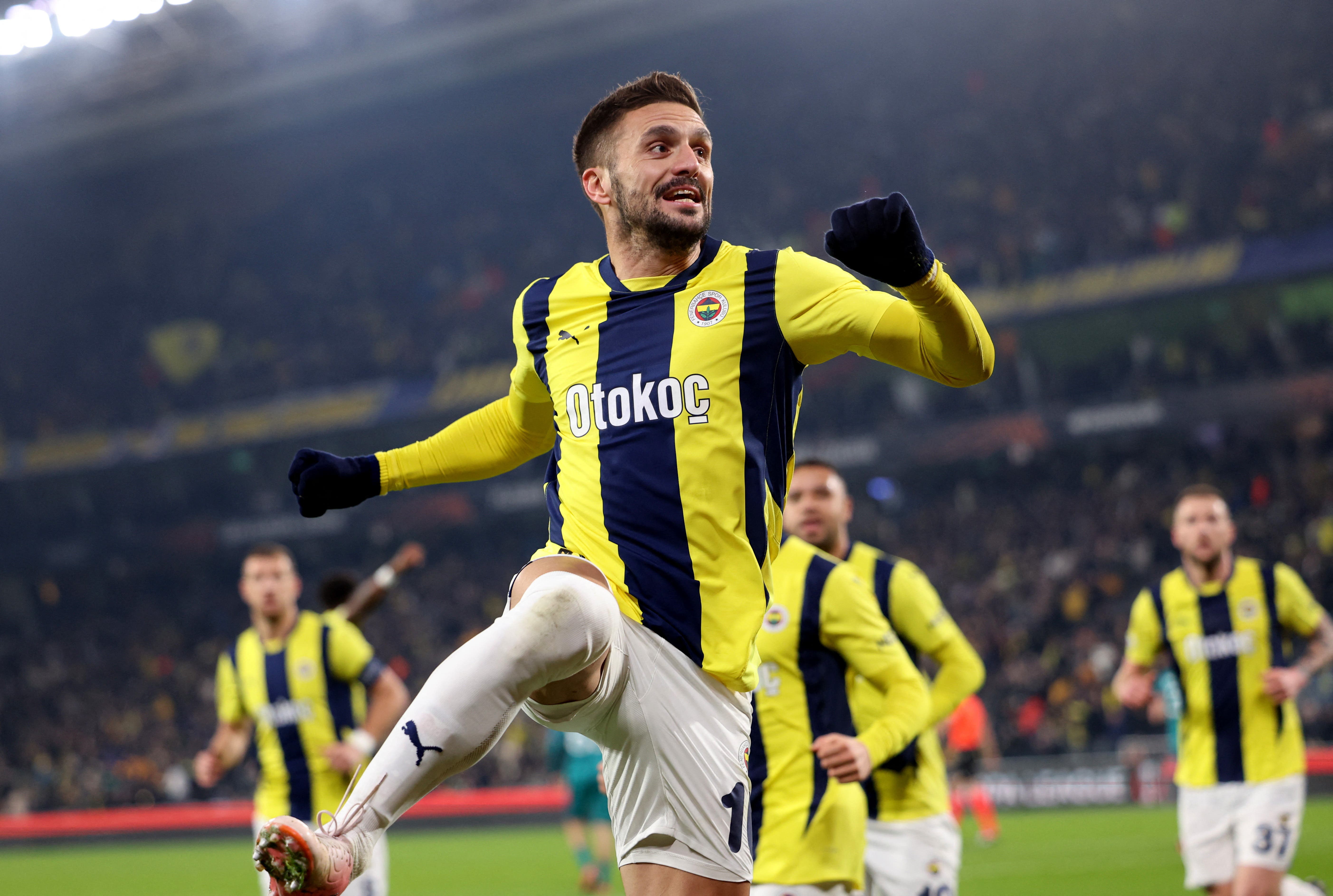 Fenerbahce's Dusan Tadic celebrates scoring their first goal