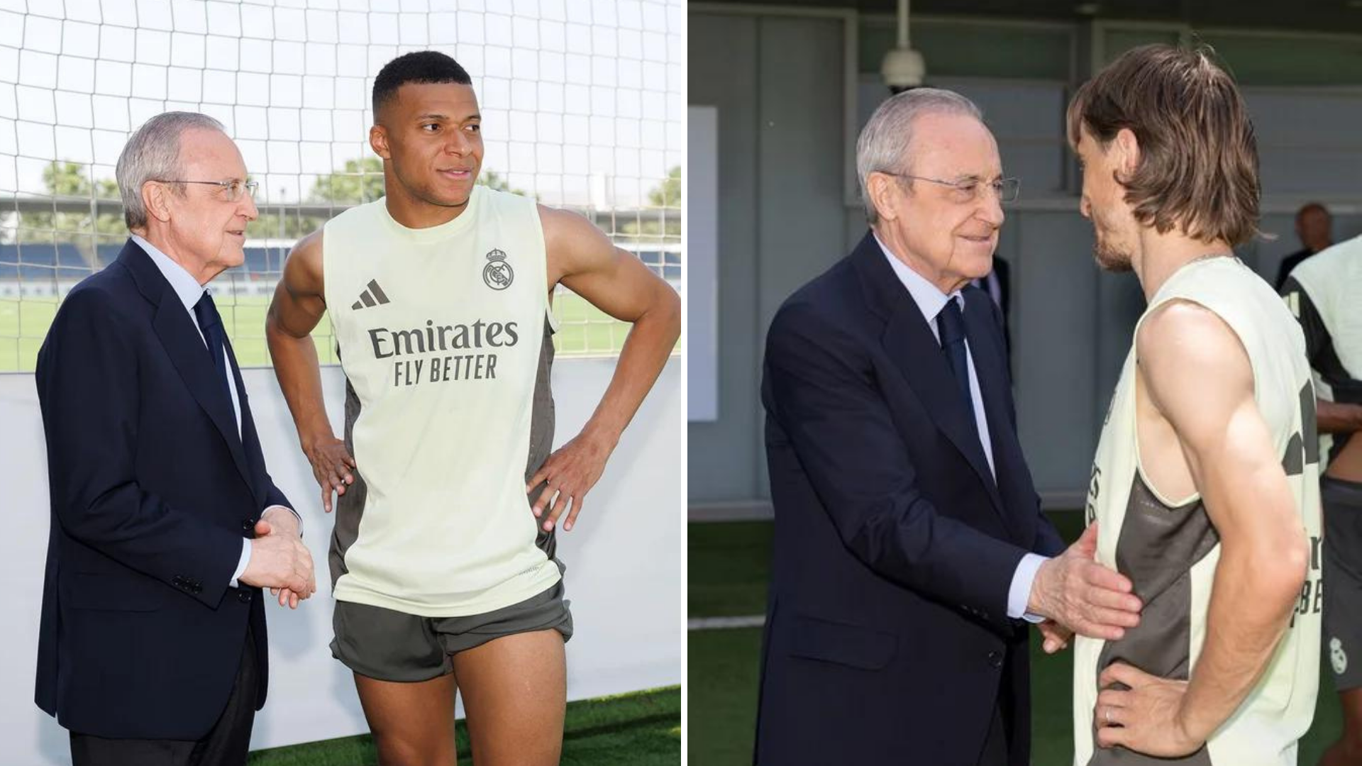 Florentino Perez visits Real Madrid training session