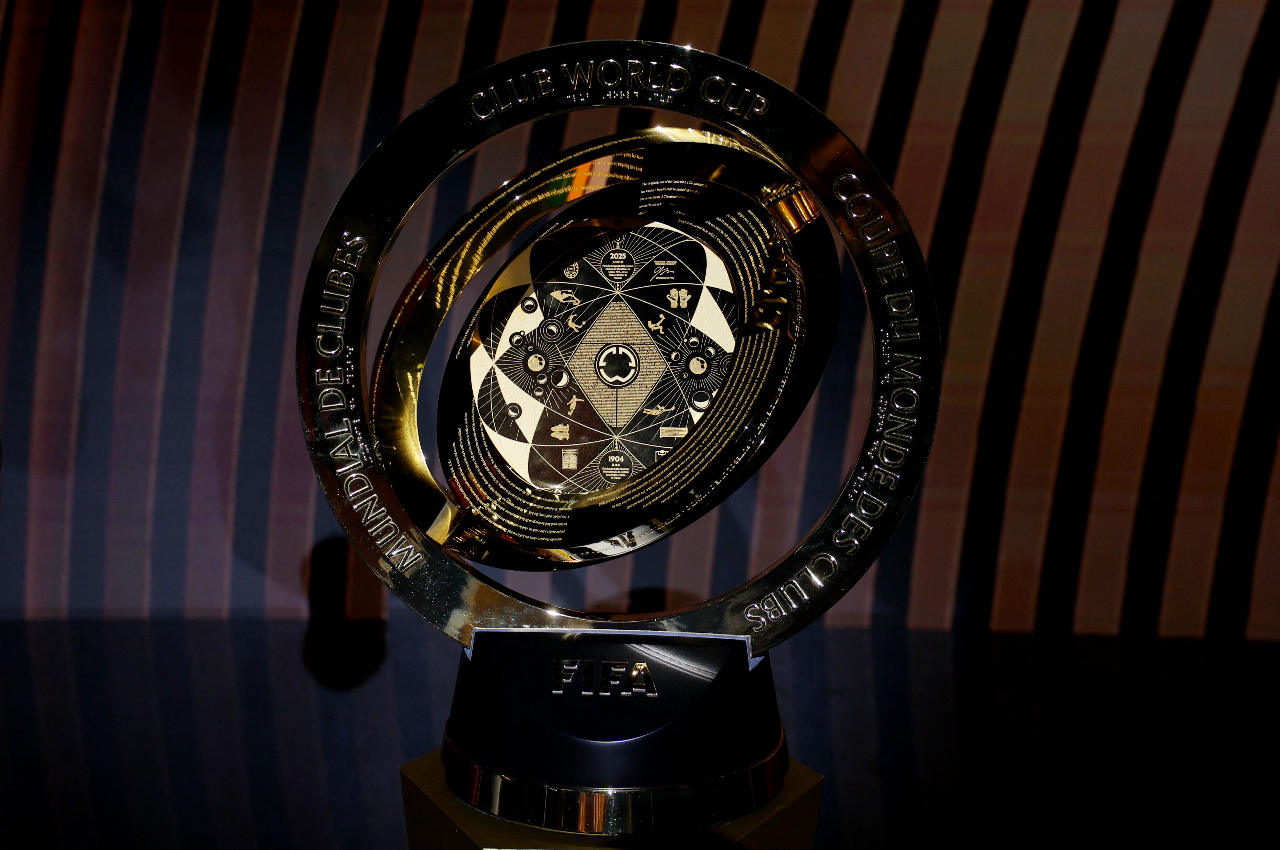 General view of the Club World Cup trophy after the draw