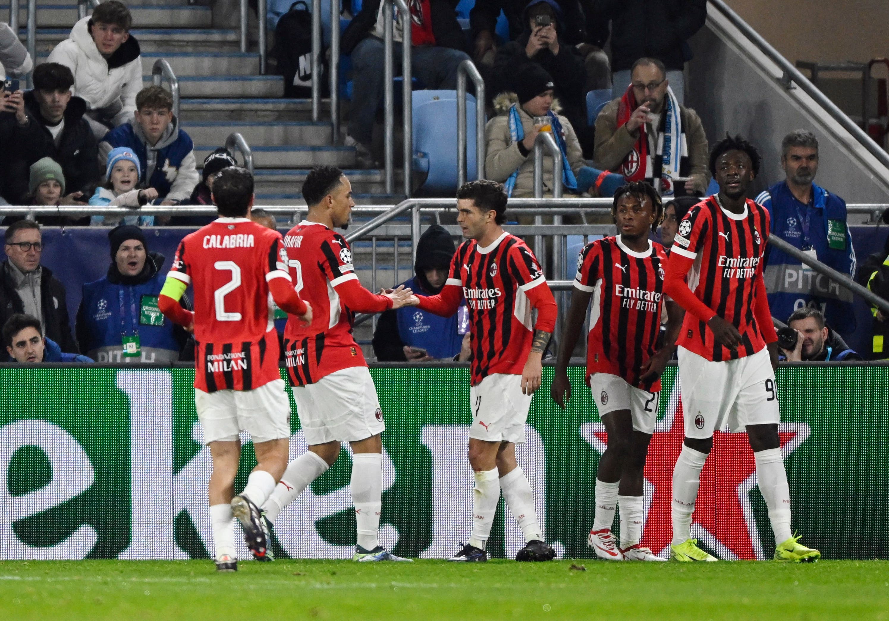 Pulisic during AC Milan's match in Champions League