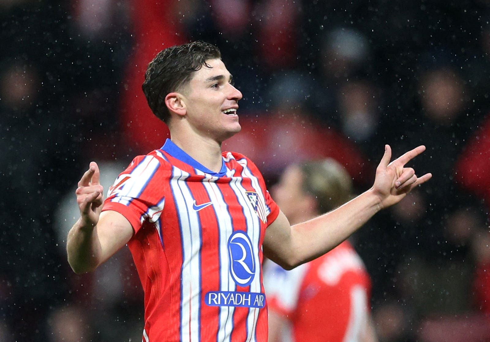 Atletico Madrid's Julian Alvarez celebrates scoring 